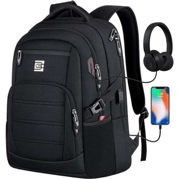 Travel Laptop Backpack, Business Water Resistant Laptop Backpack with USB Port - Picture 7 of 7
